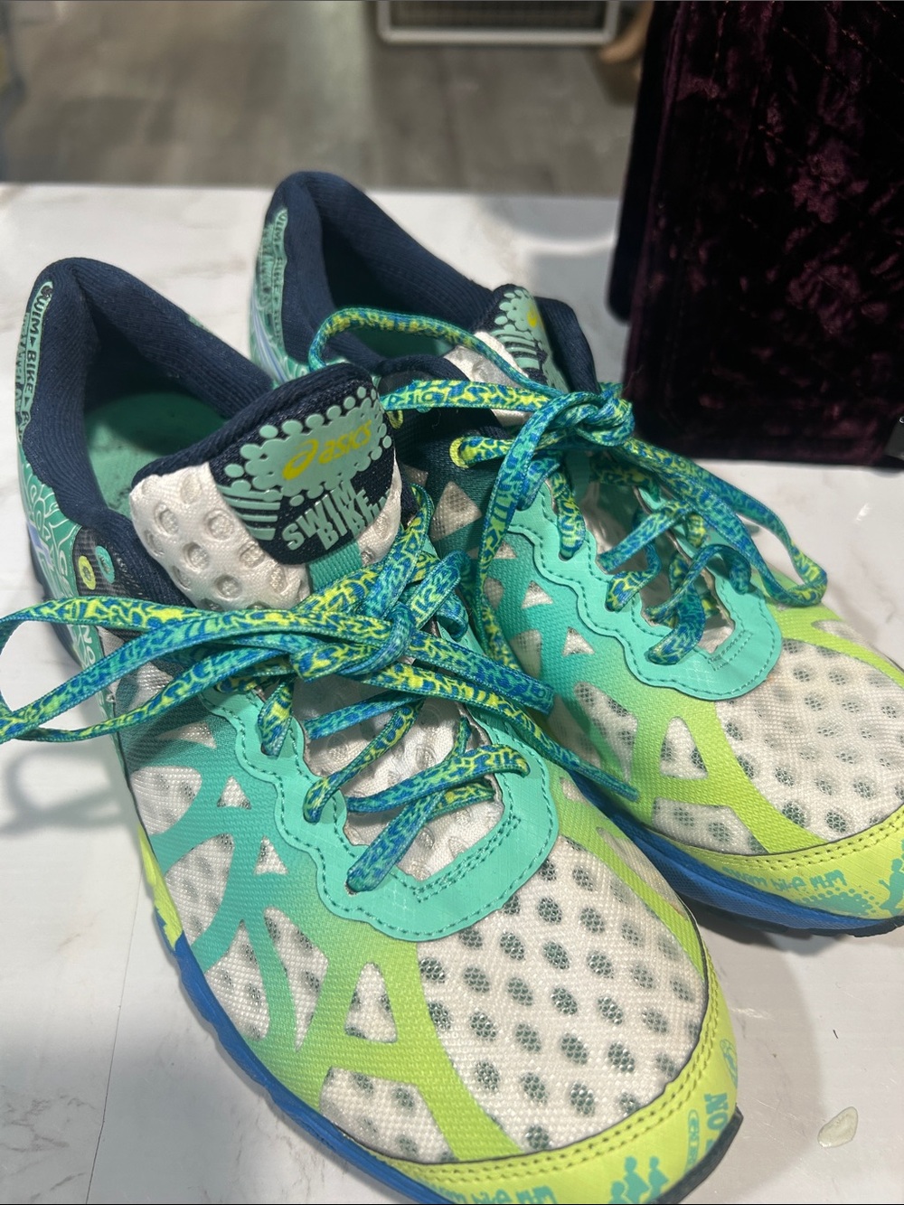 ASICS GEL-Noosa Tri Aqua Lime Blue Running Shoes Sneakers